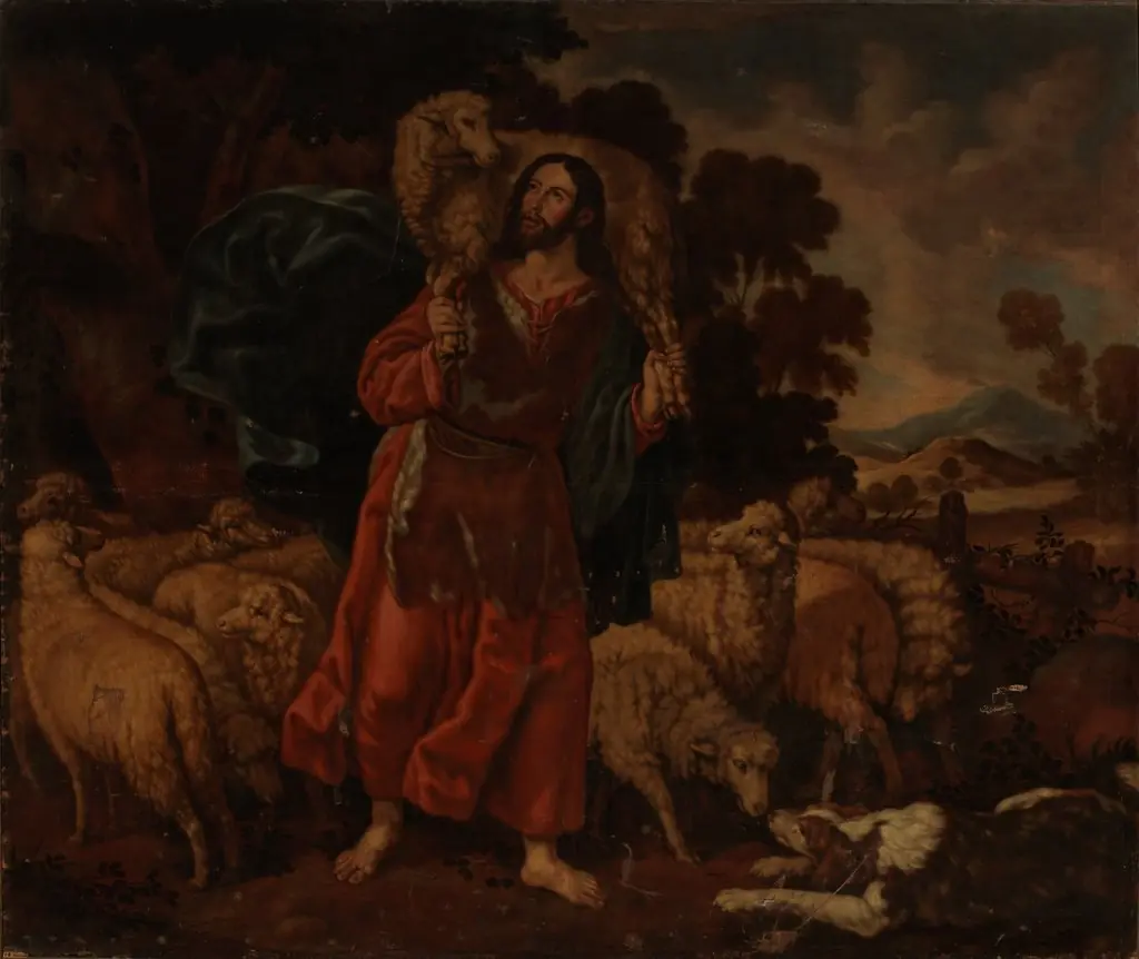 El Buen Pastor, by Cristóbal García Salmerón, oil, 1634