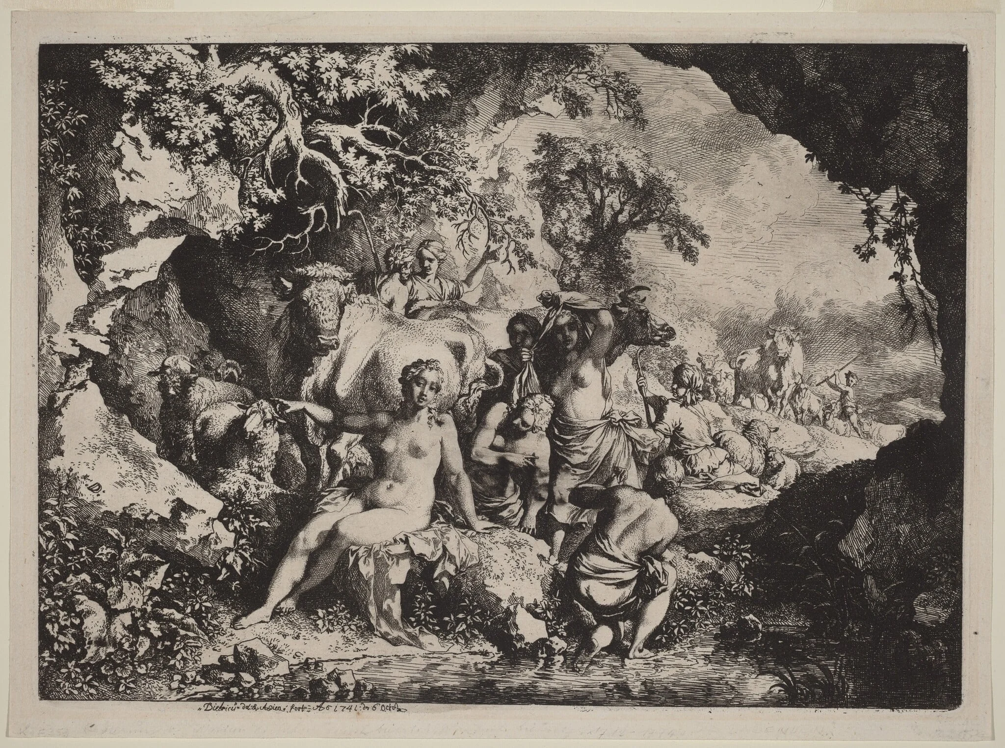Nymphs Bathing in a Cave, detail