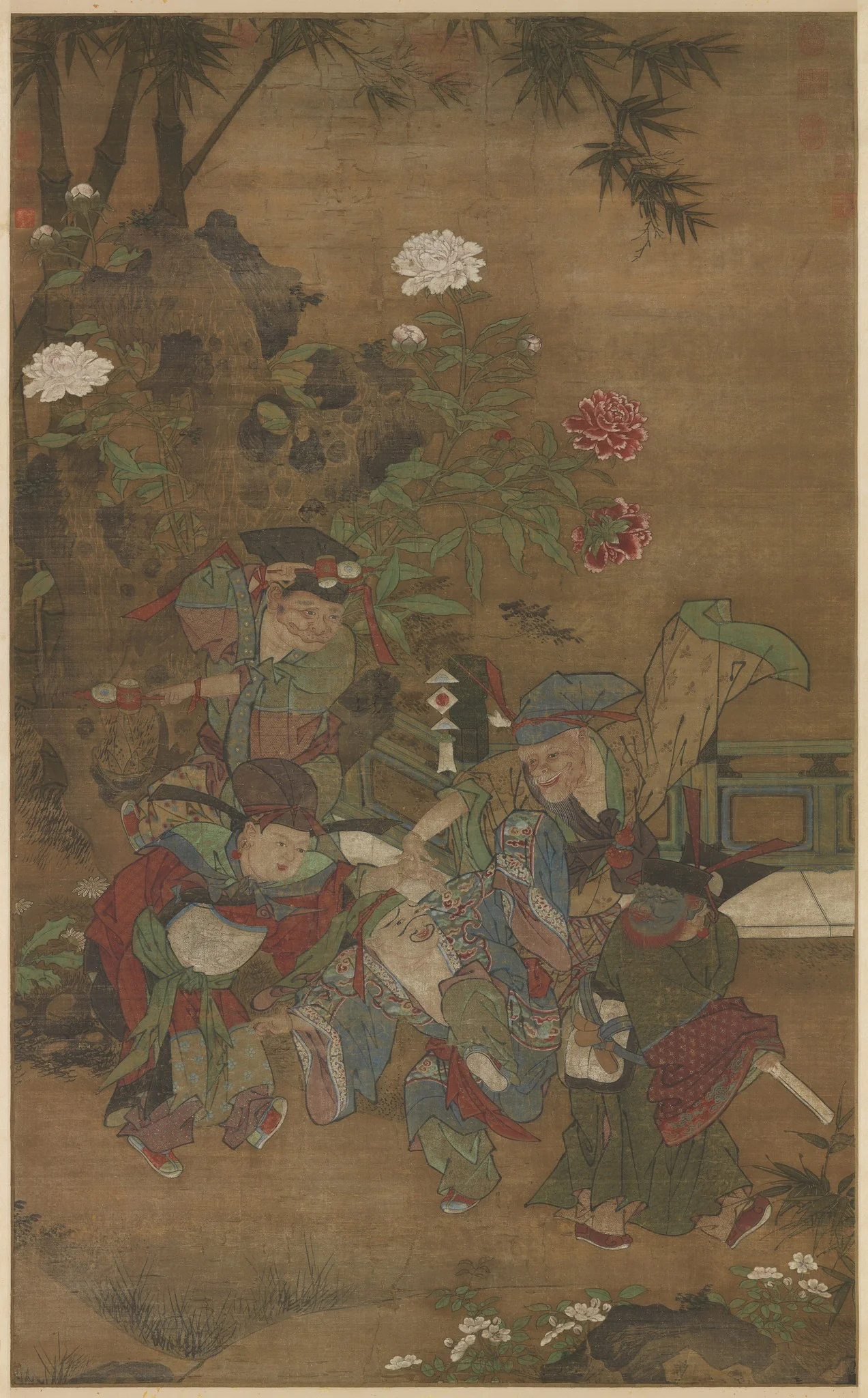 宋蘇漢臣畫五瑞圖 軸, detail