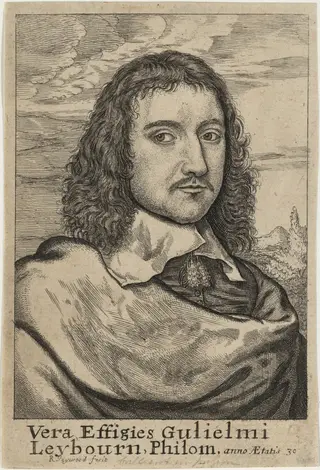 William Leybourn, Mathematician, by Robert Gaywood, ink, 1655