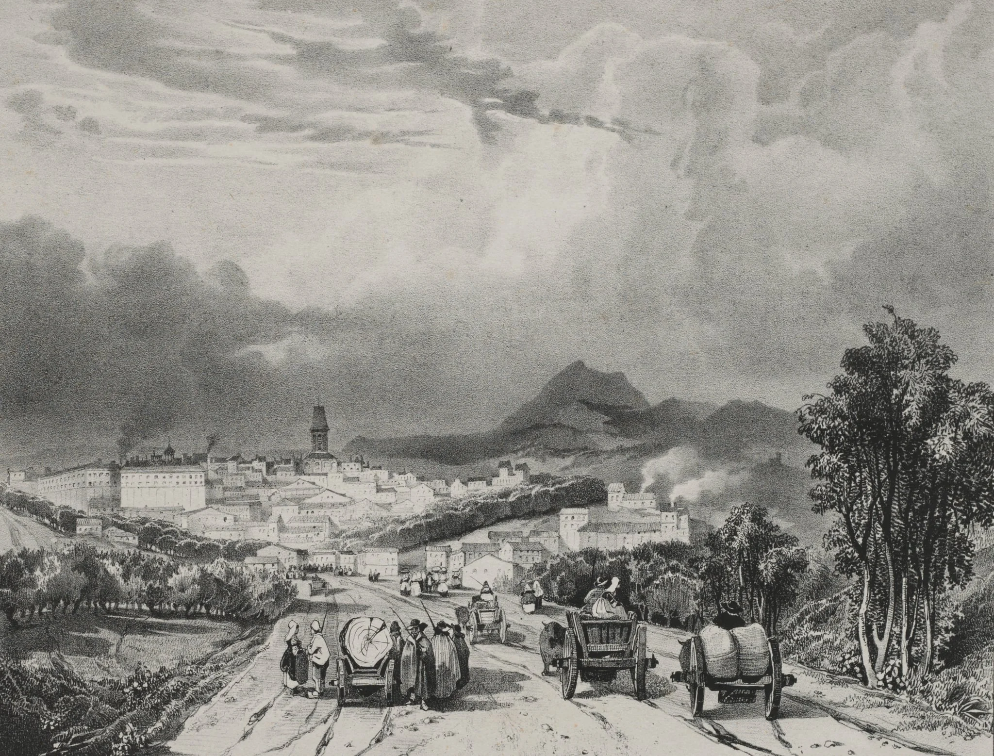 Vue generale de Riom, Auvergne, detail