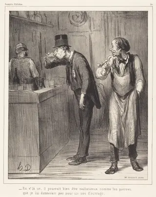 En v'la un, il pourrait bien être malheureux..., by Honoré Daumier, ink, 1862