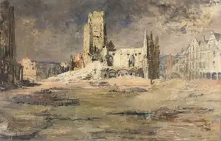 The Arras Belfry (1916), by Fernand Sabatté, oil, 1917