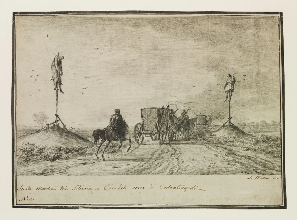 Main road between Silivri and Çorlu, by Luigi Mayer, 1794