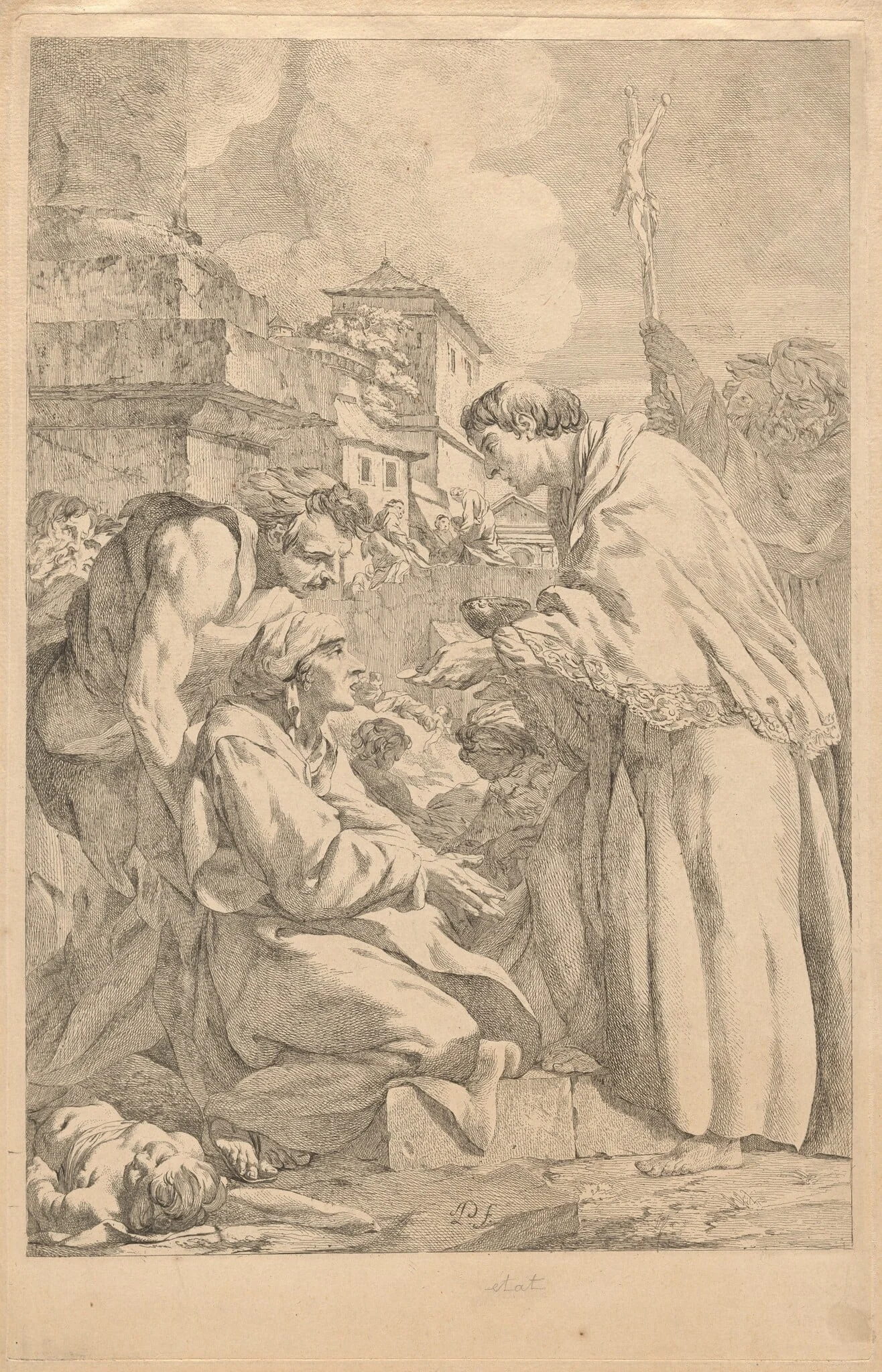 Saint Charles Borromeo Distributing Communion to the Victims of the Plague of 1576 in Milan, detail