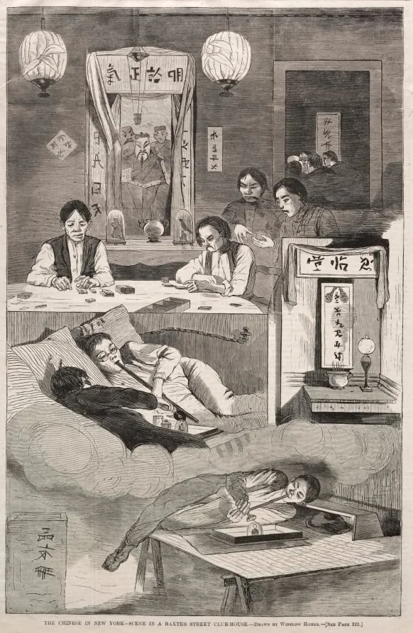 The Chinese in New York - Scene in a Baxter Street Club-House, detail