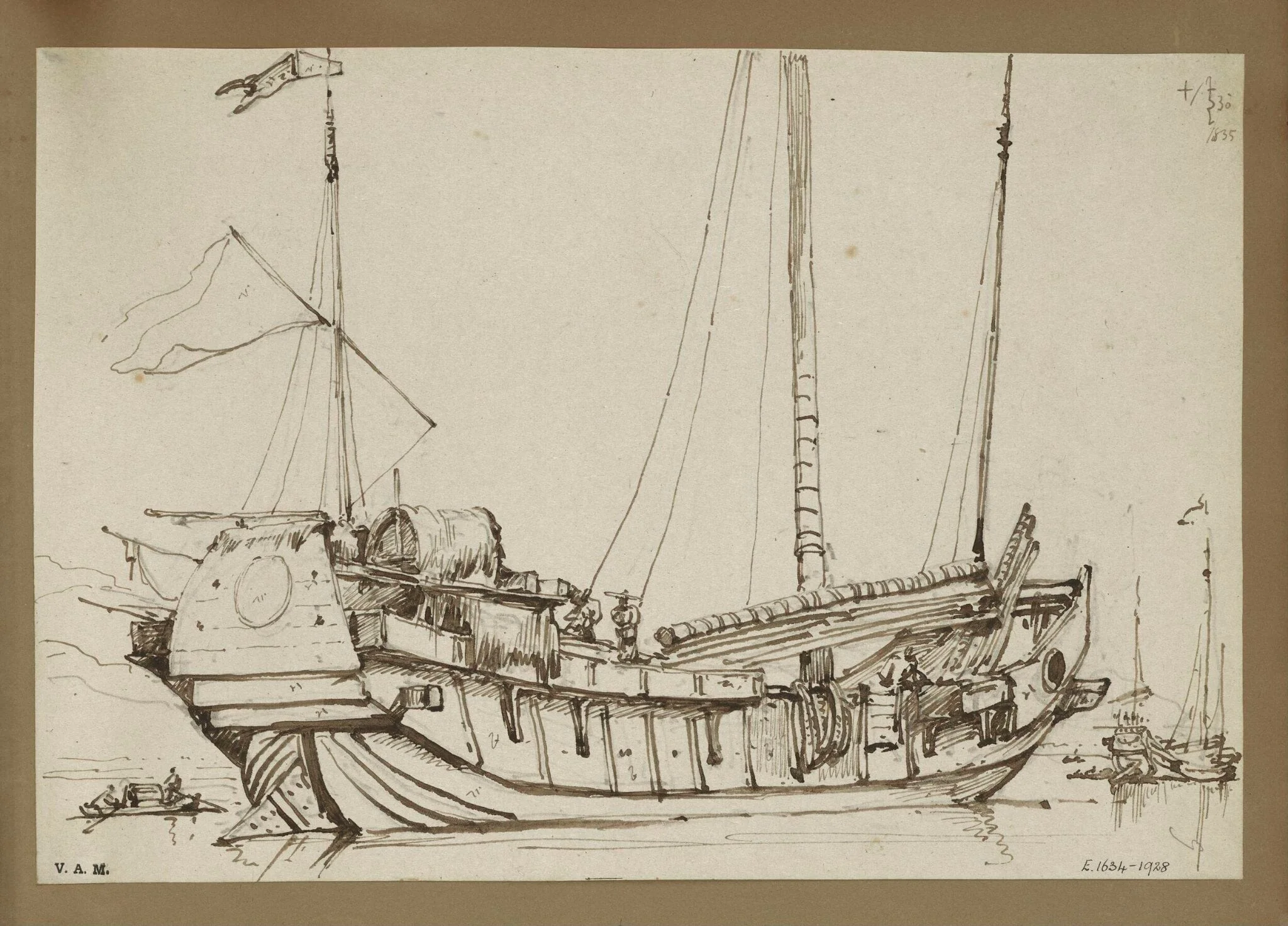 A Chinese junk, Macau, detail