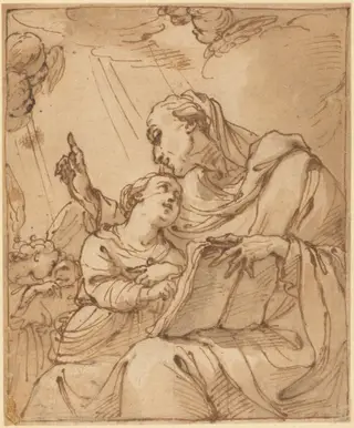 The Education of the Virgin, by Ubaldo Gandolfi, ink, 1754