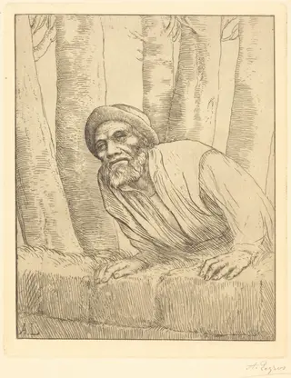 Man Climbing a Wall (L'escalade), by Alphonse Legros, ink, 1874