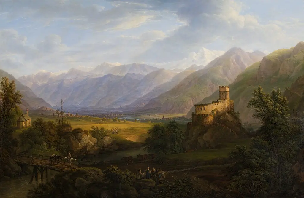 Das Glurnsertal mit der Etsch in Tirol, by Ferdinand Runk, oil, 1809