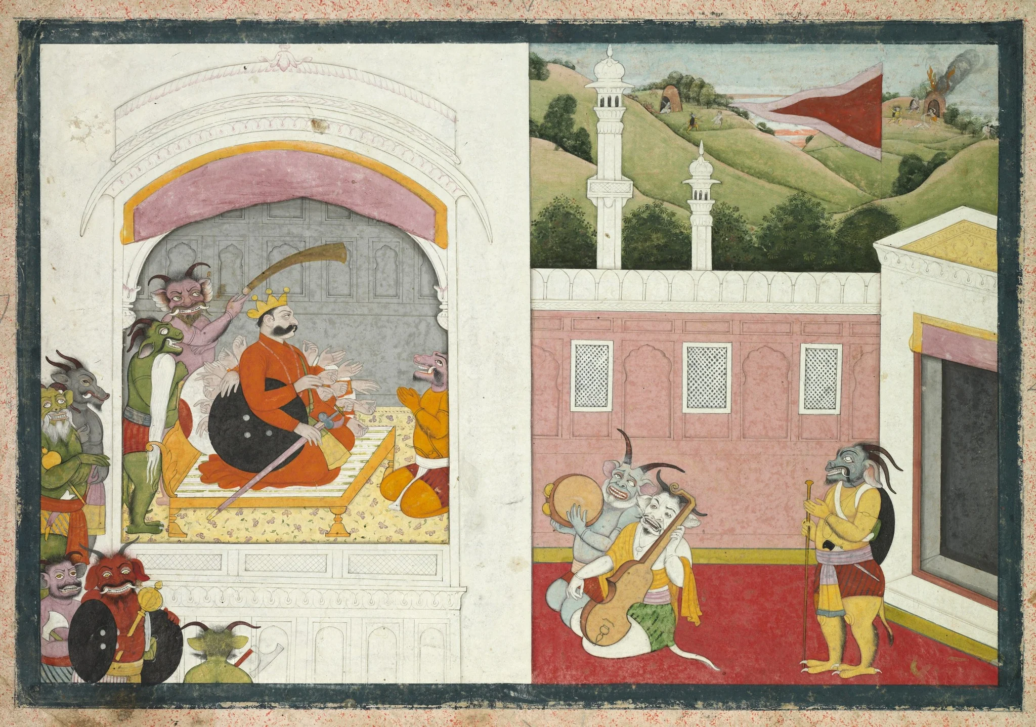 King Bana enjoying music in his court, from the Usha-Aniruddha section of a Krishna Lila, detail
