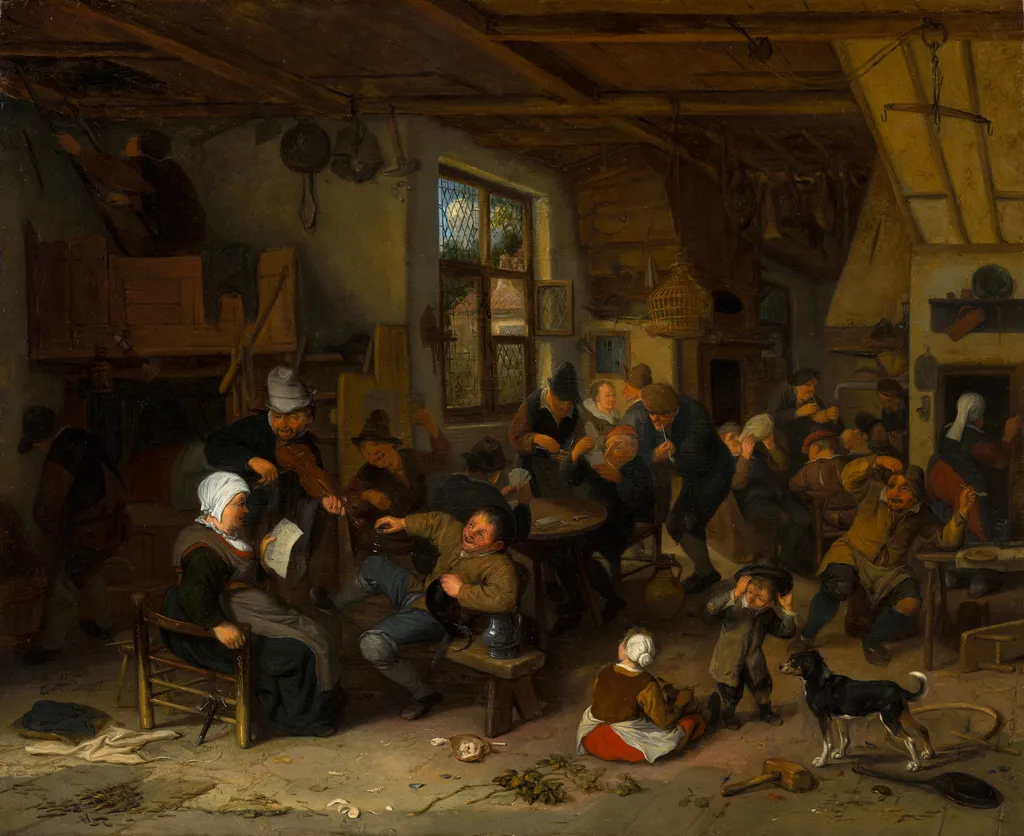 Peasant Inn, by Cornelis Dusart, oil, 1696