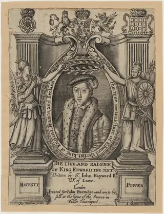 Title Plate to John Hayward, Life and Reigne of King Edward the Sixth, by Robert Vaughan, ink, 1630