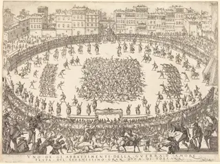 One of the Infantry Combats, by Jacques Callot, ink, 1616