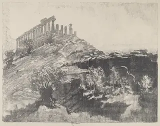 The Temple of Concord on the Wall, Girgenti, by Joseph Pennell, ink, 1913