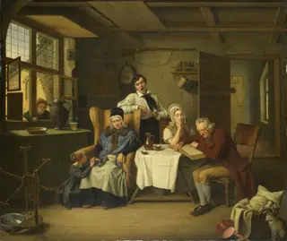 Bible Reading, by Eduard Pistorius, oil, 1831