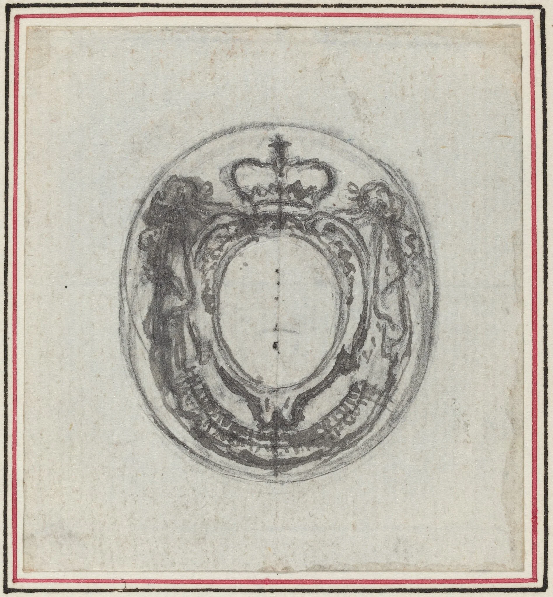 Armorial Cartouche with Crown and Swags, detail