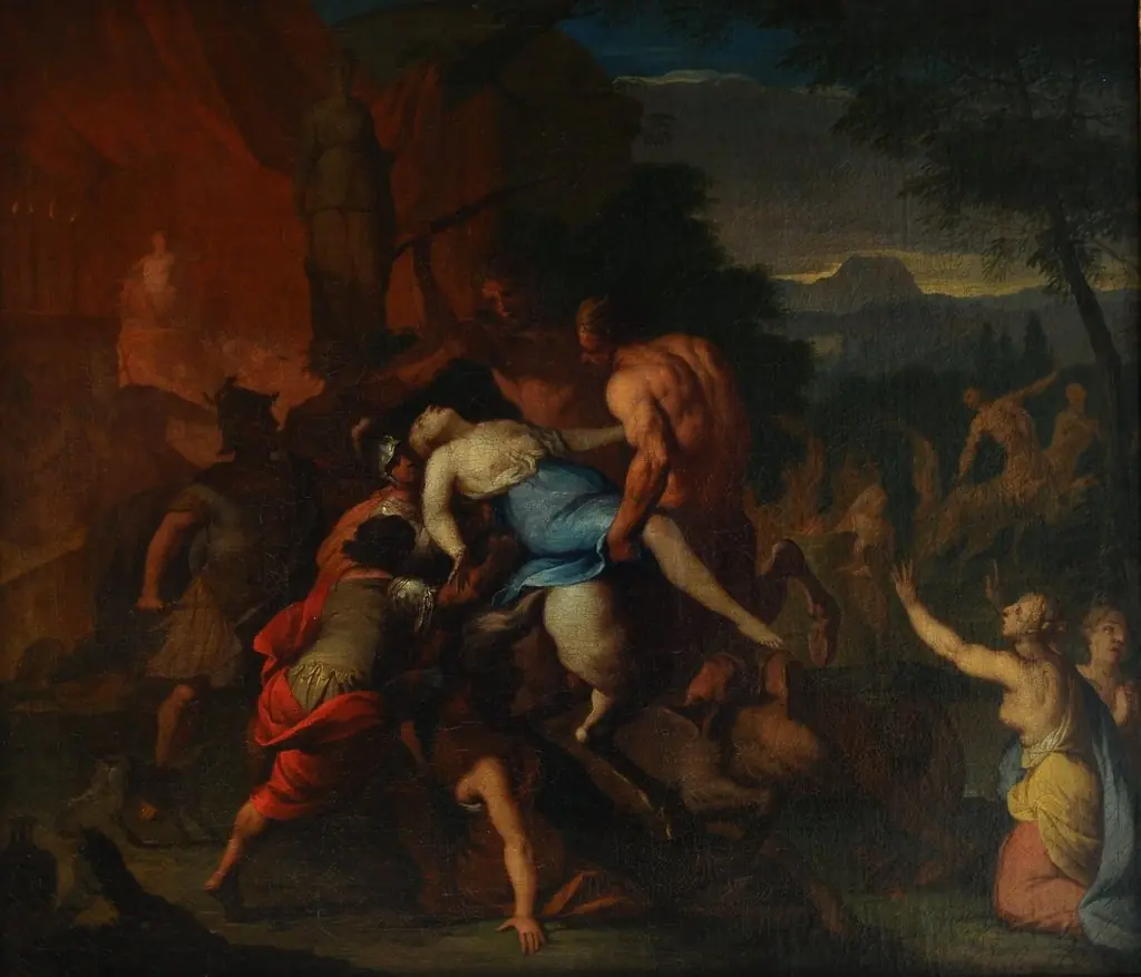 Combate de centauros y lapitas. (Tit. Ant.: Centauros e ilotas), by Gerard de Lairesse, oil, 1685