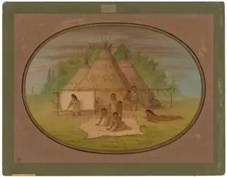 Cheyenne Village, by George Catlin, oil, 1865