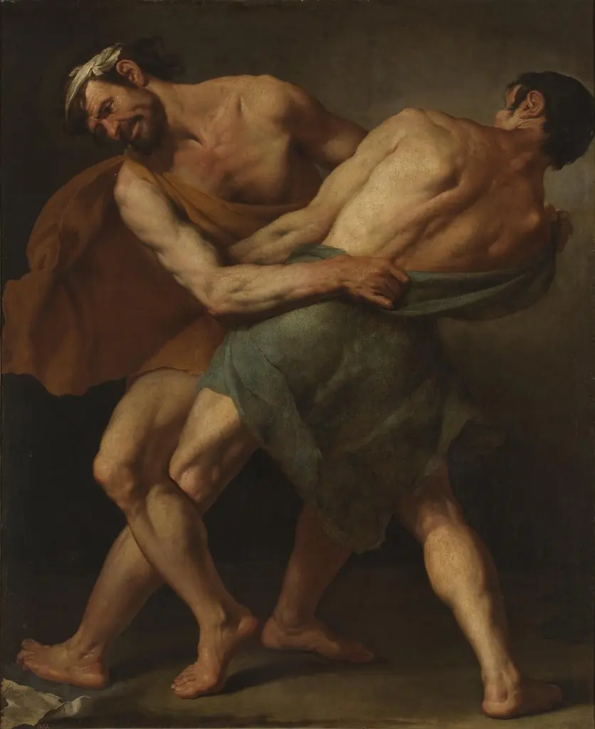Dos luchadores, by Cesare Fracanzano, oil, 1637