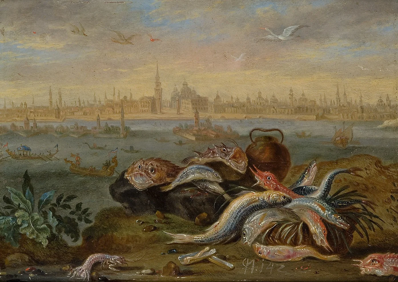 Ansichten aus den vier Weltteilen mit Szenen von Tieren: Venedig, detail