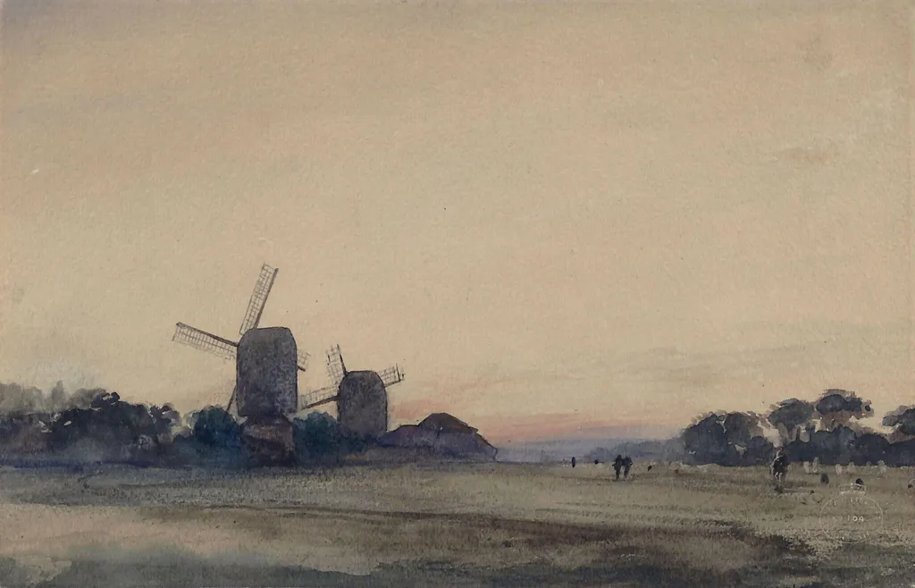 Windmill, Blackheath, by Edward William RA FRS FSA Cooke, watercolor, 1850
