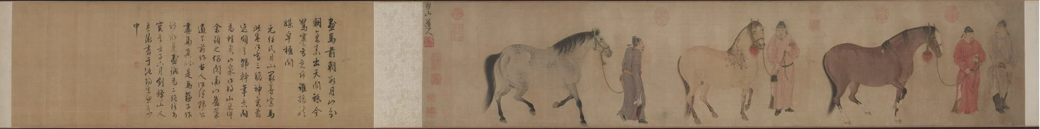 Three Horses and Four Grooms, detail