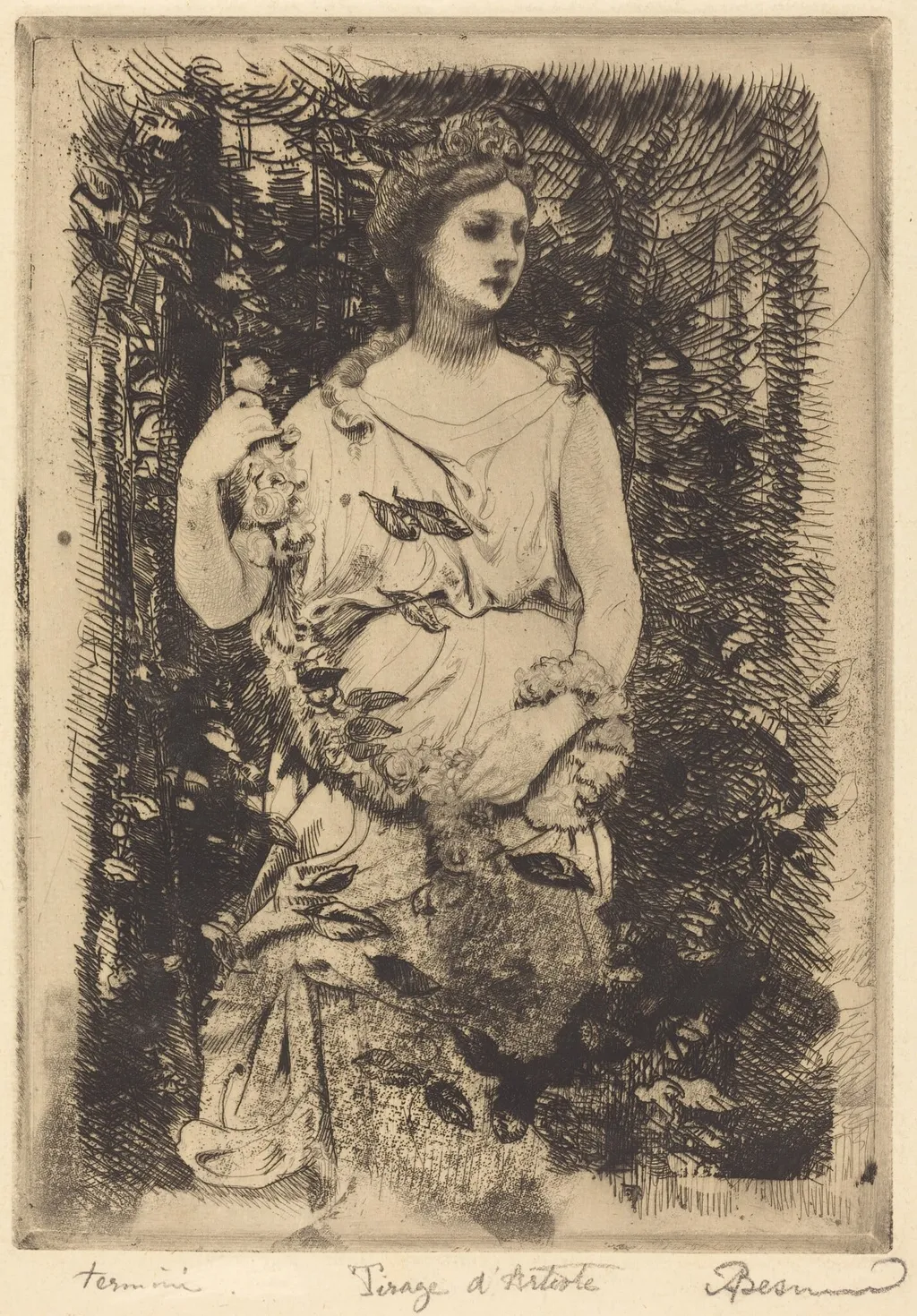 La Flore de le Gros, by Albert Besnard, ink, 1899