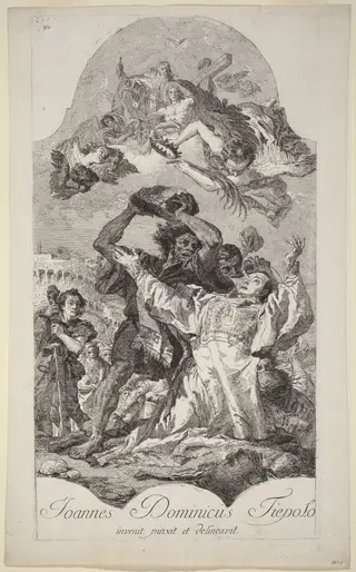 The Stoning of Saint Stephen, by Giovanni Domenico Tiepolo, ink, 1766