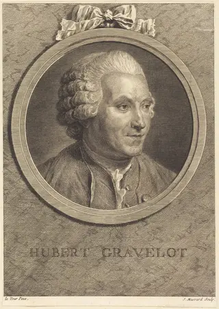 Hubert Gravelot, by Jean Massard, ink, 1781