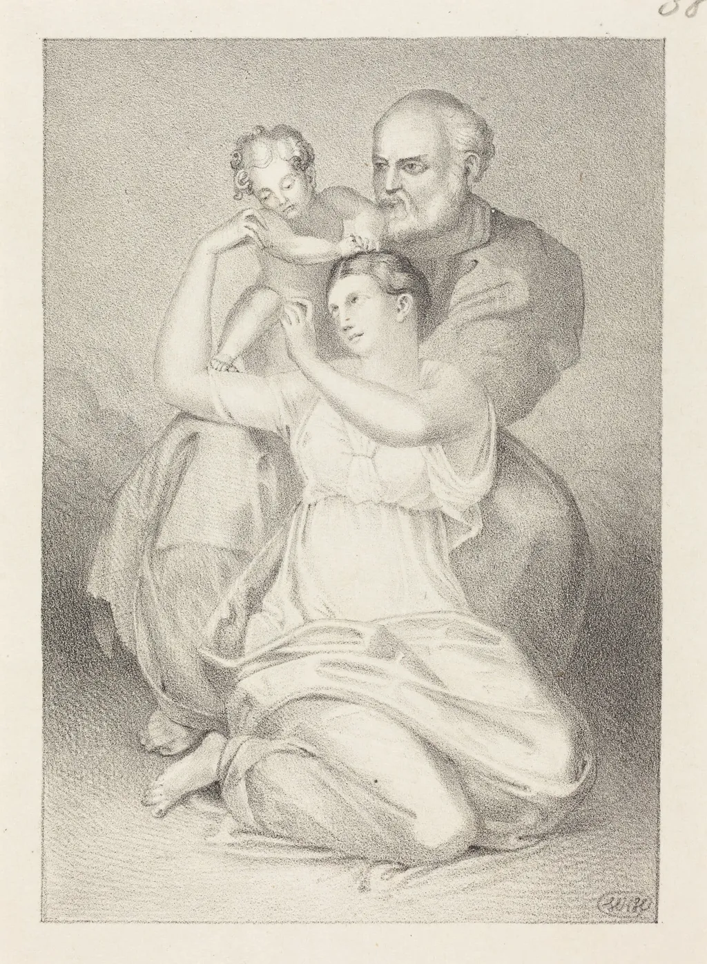 Holy Family, from Michelangelo, by Henry Noel Humphreys, ink, 1829