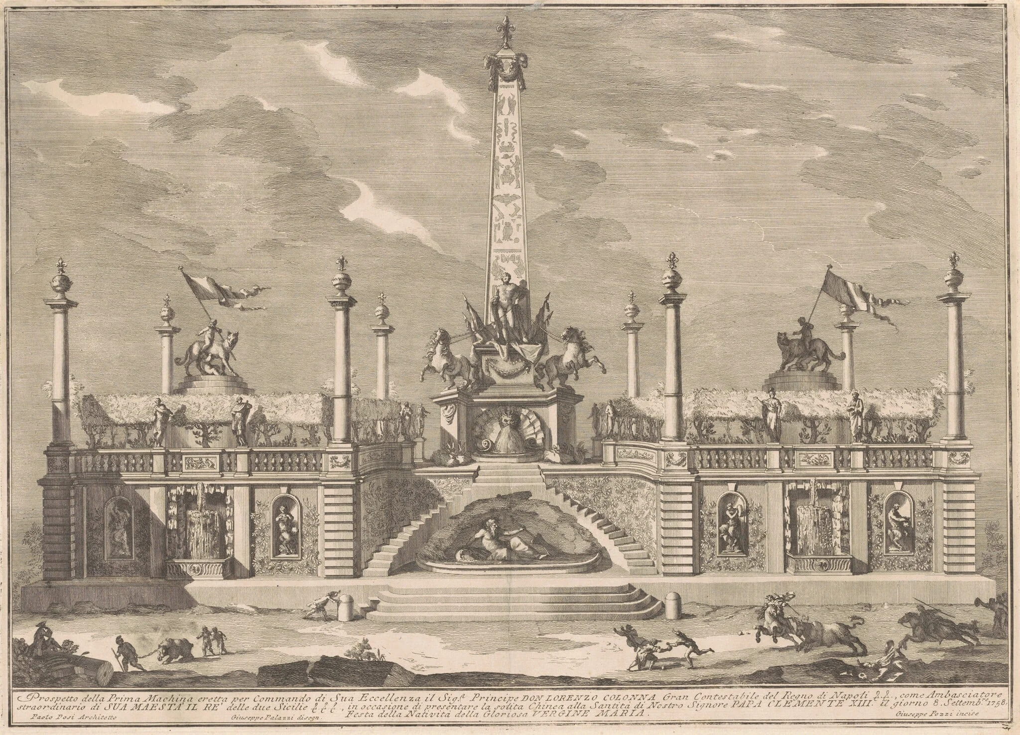 The Prima Macchina for the Chinea of 1758: A "Deliziosa" with Hanging Gardens, detail