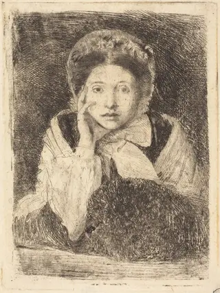 Marguerite De Gas, the Artist's Sister (Marguerite De Gas, soeur de l'artiste), by Edgar Degas, ink, 1861