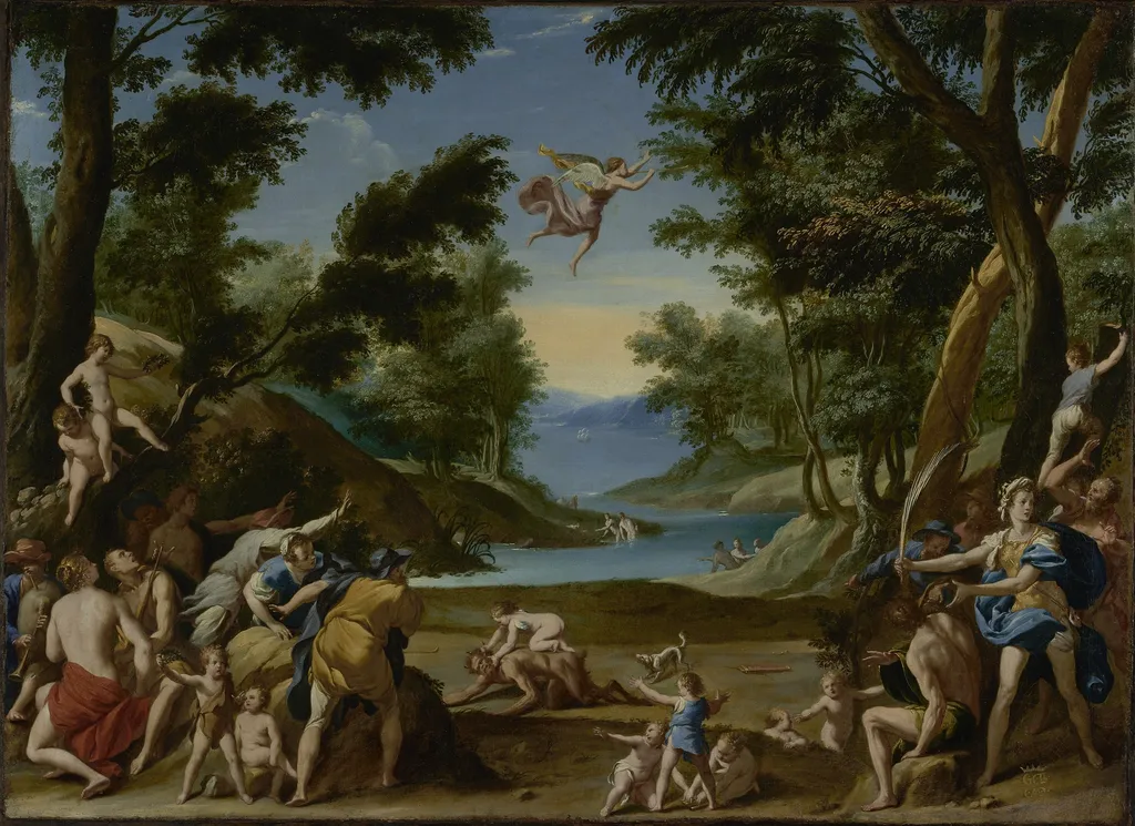 Cupid and Pan, by Federico Zuccari, oil, 1600
