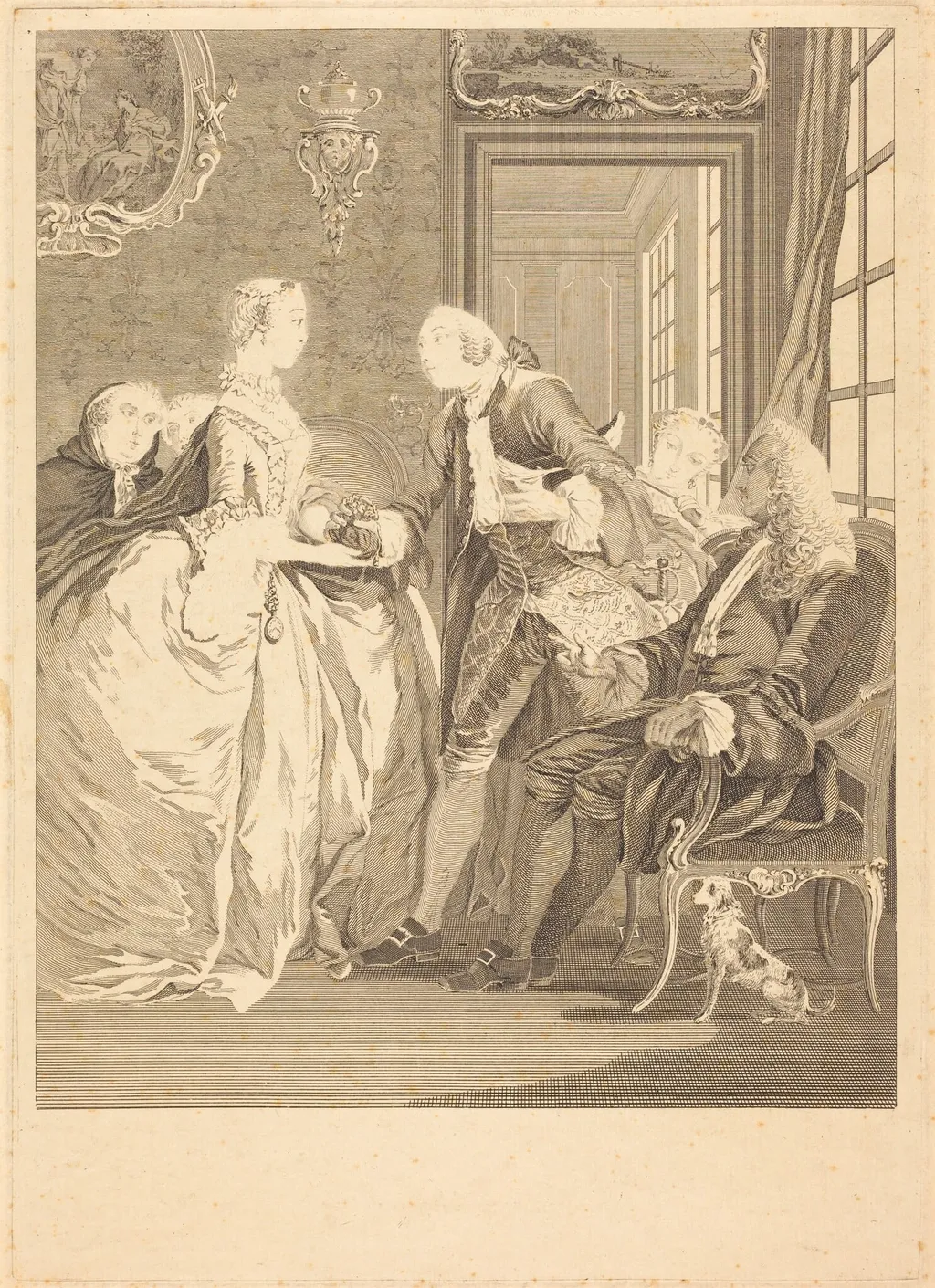L'accord du mariage, by René Gaillard, ink, 1754