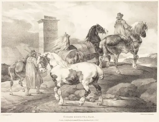 Horses Going to a Fair, by Théodore Géricault, ink, 1821