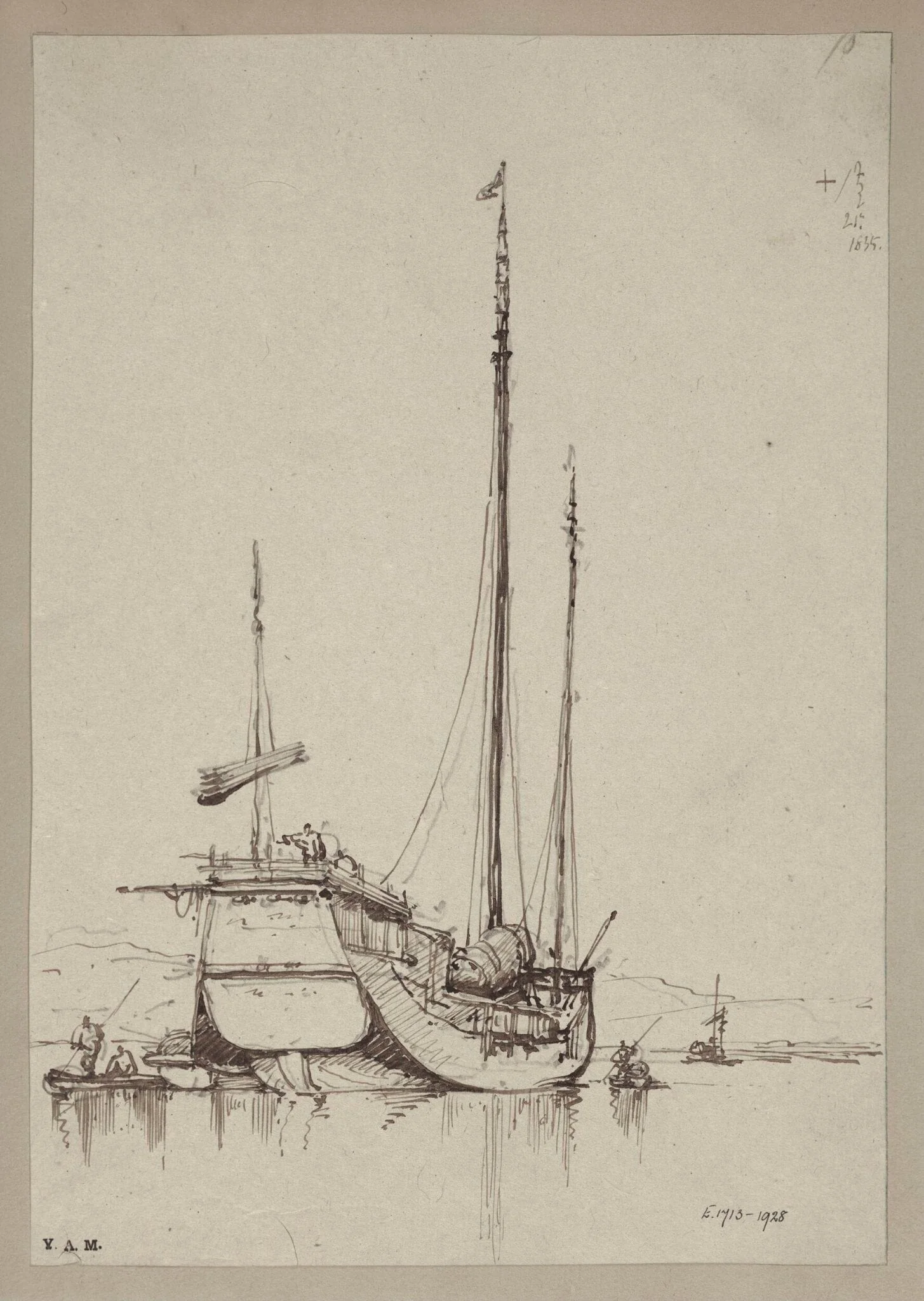 A junk with smaller craft alongside, detail