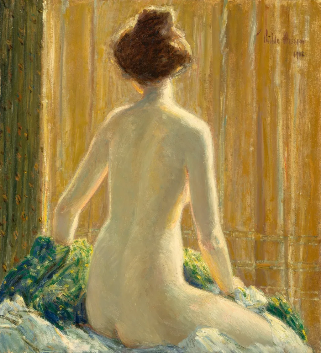 Nude Seated, by Childe Hassam, oil, 1912