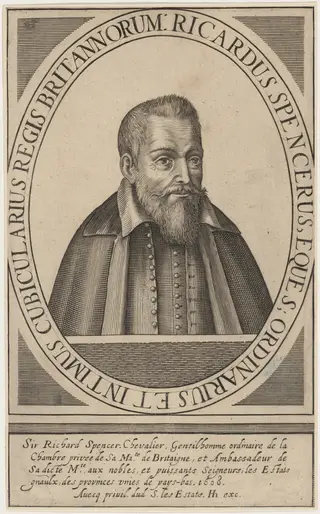 Sir Richard Spencer, Ambassador to Holland, by Hendrik Hondius I, ink, 1611