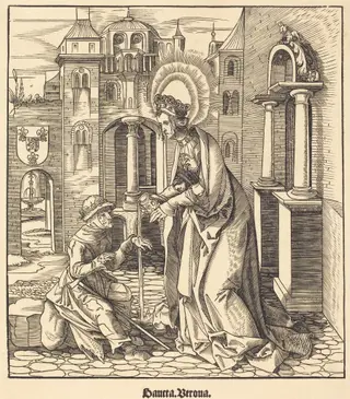 Saint Verona, by Leonhard Beck, ink, 1517