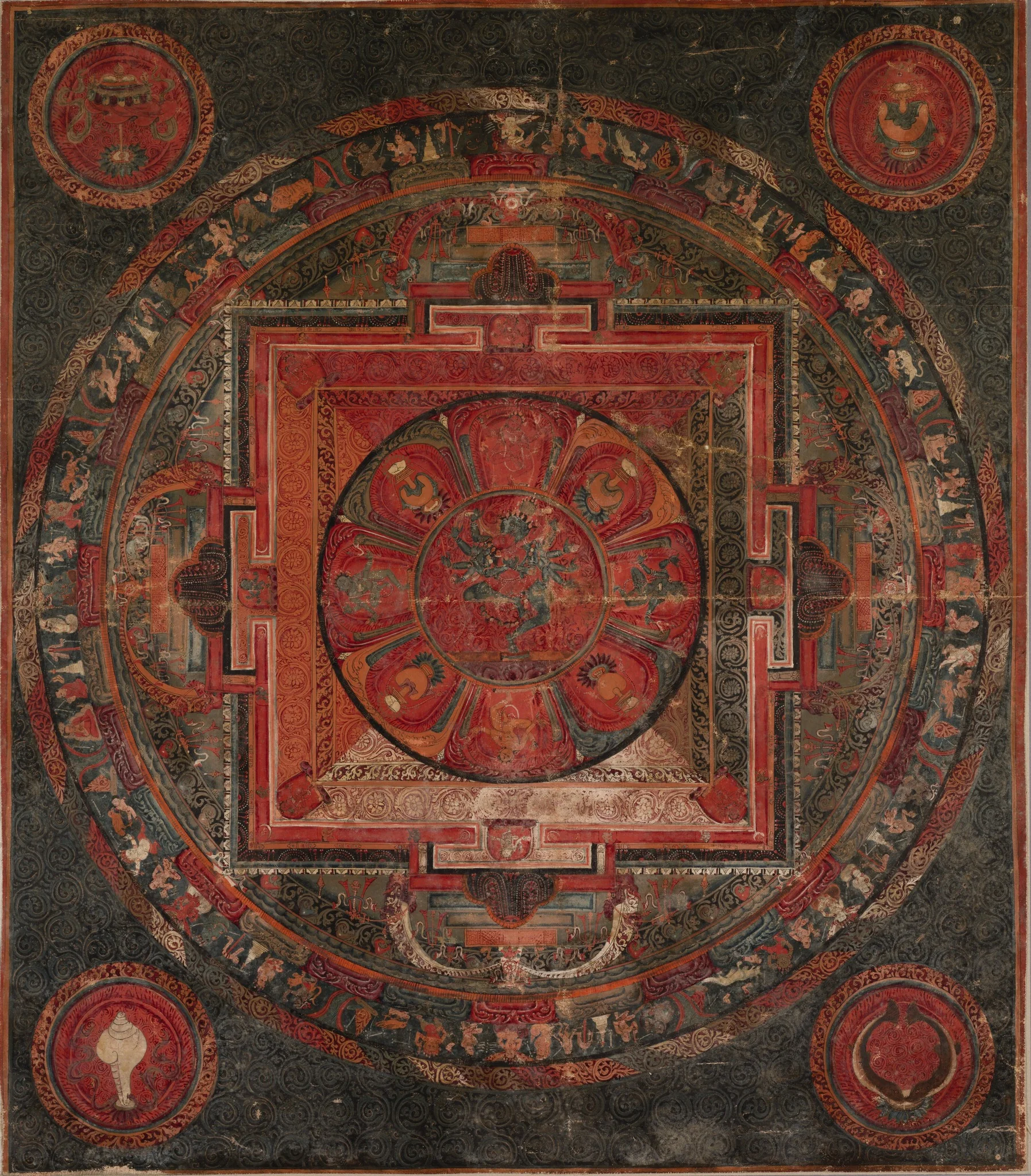Mandala of Chakrasamvara and Vajravarahi, detail