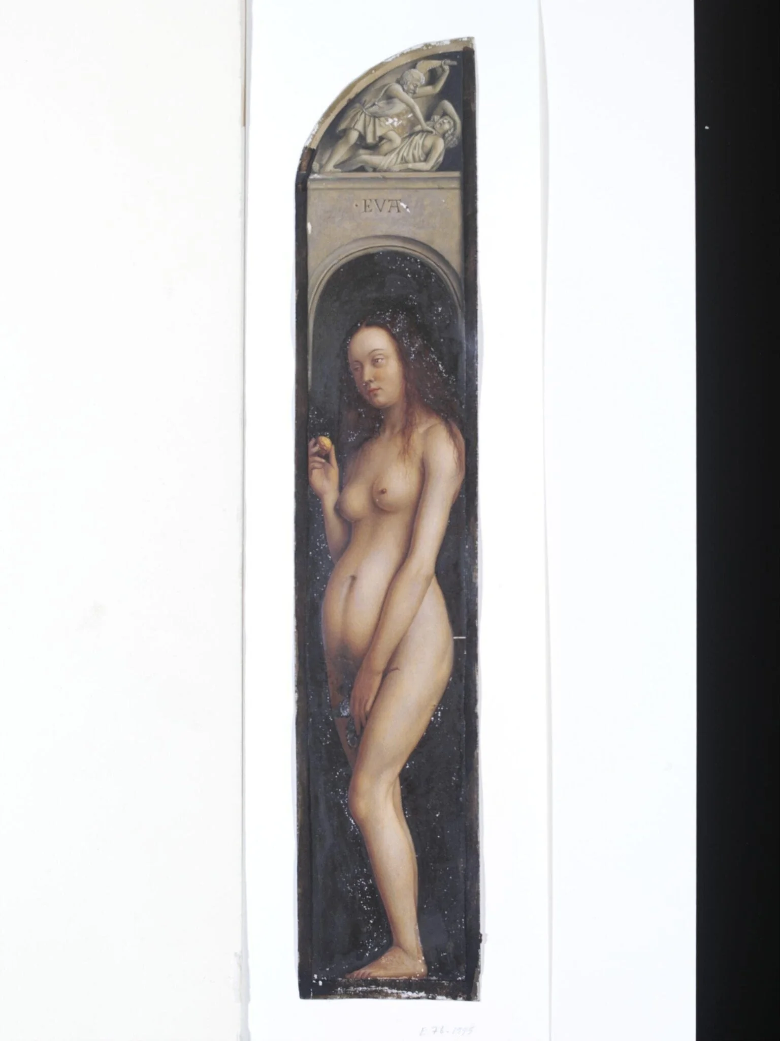 Copy of a detail of the Ghent Altarpiece, Eve, by Hubert and Jan van Eyck in the church of St Bavon, Ghent., detail