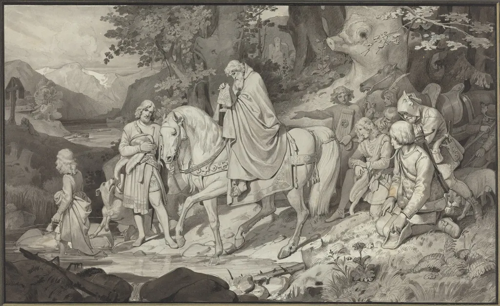 The Count of Habsburg, by Philipp von Foltz, graphite, 1837