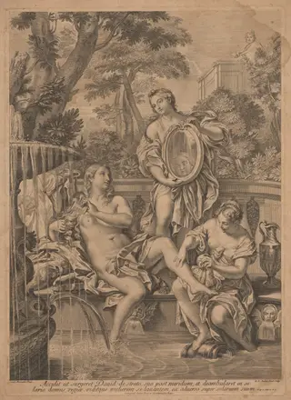 David and Bathsehba, by Robert van Audenaerd, ink, 1712