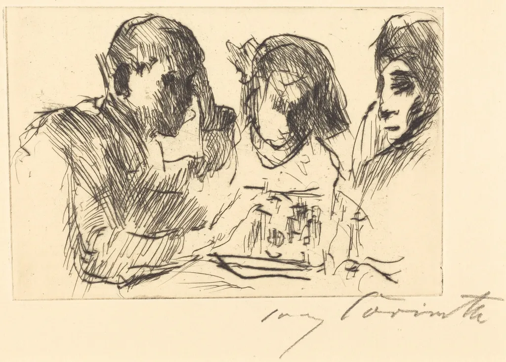 Schachspiel (Chess Players), by Lovis Corinth, ink, 1918