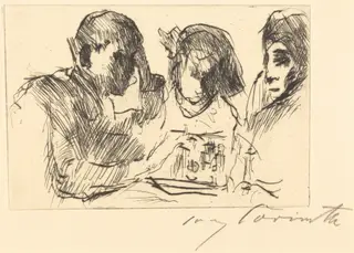 Schachspiel (Chess Players), by Lovis Corinth, ink, 1918