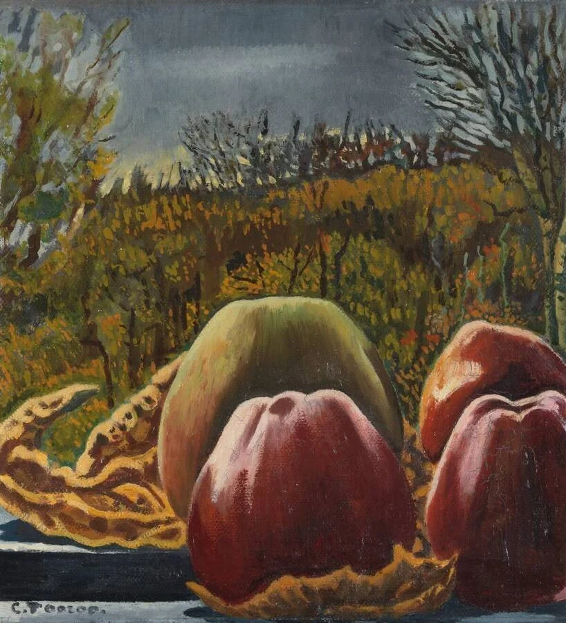 Appels met landschap, detail