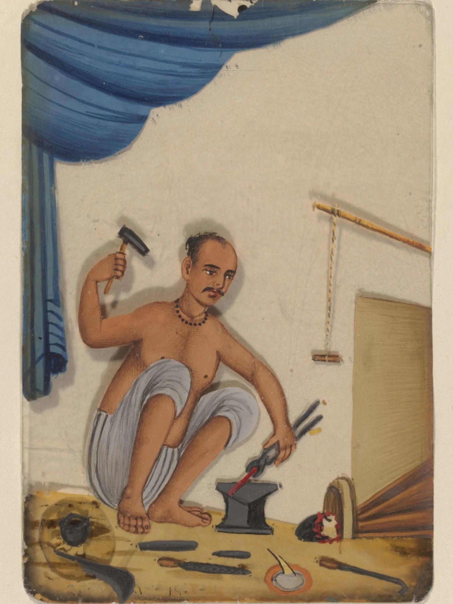One of forty paintings illustrating modes of transport, occupations, entertainers, ascetics and Muharram subjects., detail