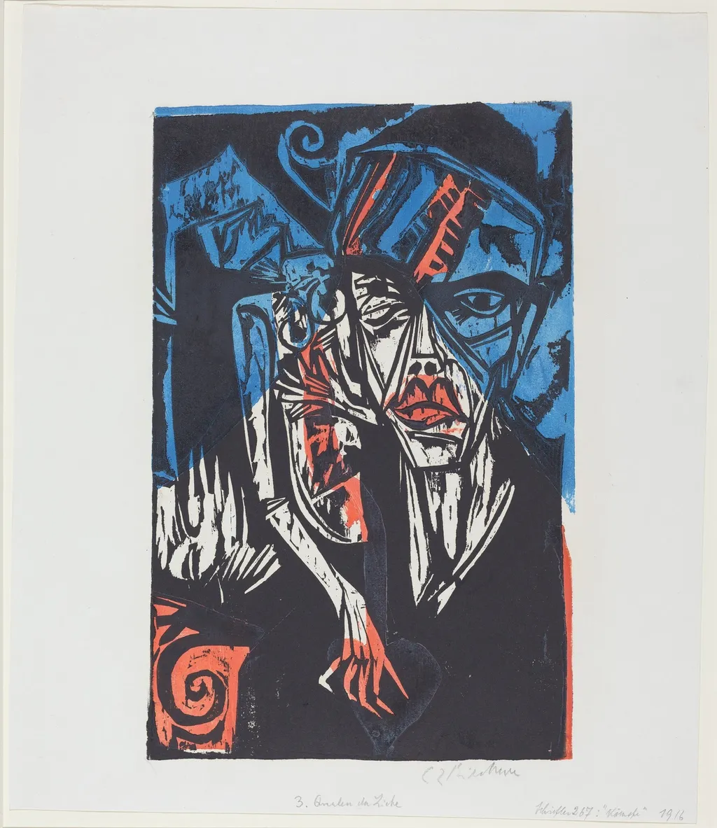 Peter Schlemihls wundersame Geschichte: Kämpfe. Qualen der Liebe (Peter Schlemihl's Wondrous Story: Battles. The Agonies of Love), by Ernst Ludwig Kirchner, ink, 1915