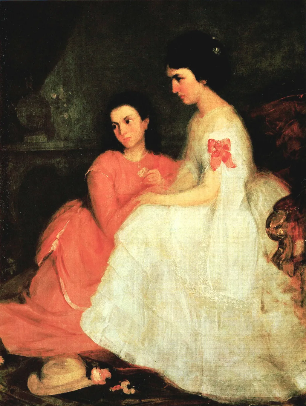 Portrait of Two Girls, by Géza Dósa, oil, 1870